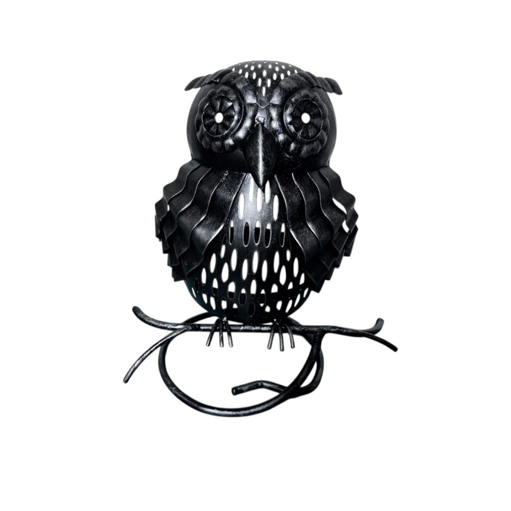 PartyLite Artisan Owl Candle Jar Holder Metal Sculpture No Candle Included